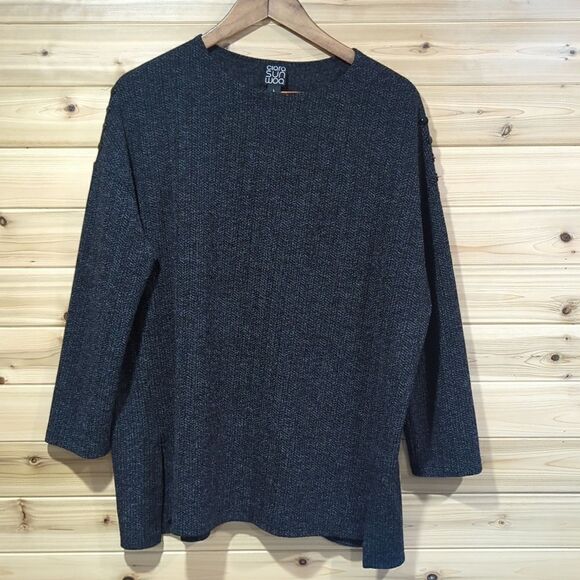 Clara Sun Woo Womens Sweater Large Gray Button Detail - Picture 1 of 10